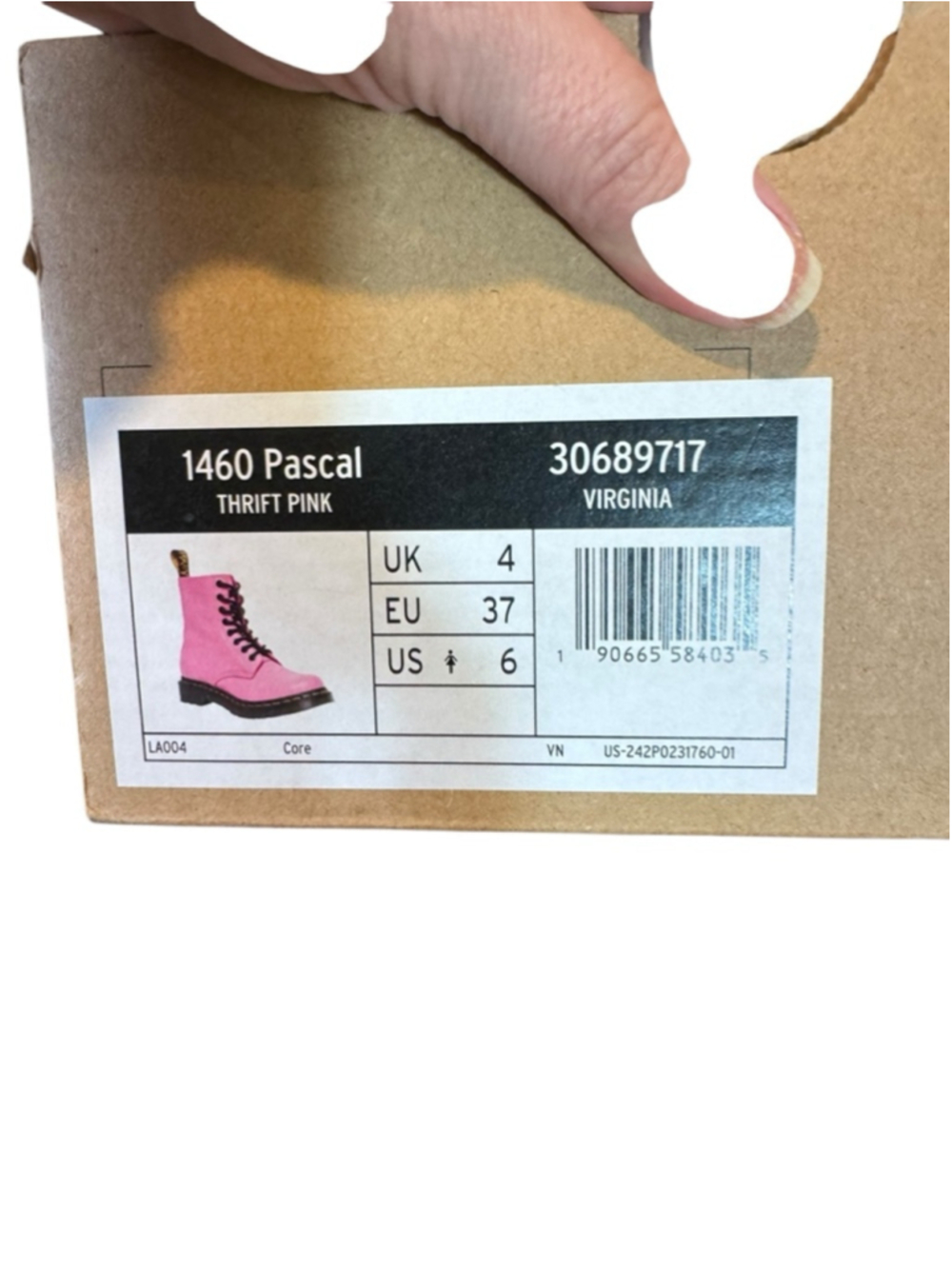 Women's Dr. Martens 1460 Pascal Boots Size 6 Pink Leather - Picture 7 of 7